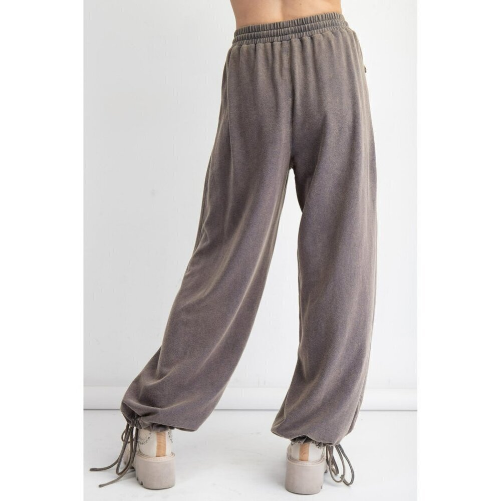 Ready For Takeoff Mineral Washed Terry Knit Pants in Ash Blue - Picture 9 of 9